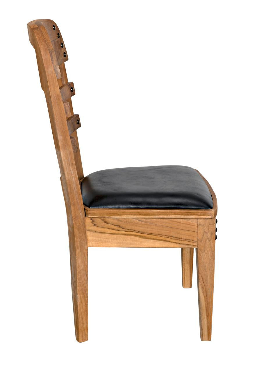 Noir Laila Dining Chair, Natural, Black Leather, 36"H (AE-172T YUU6013JWV)