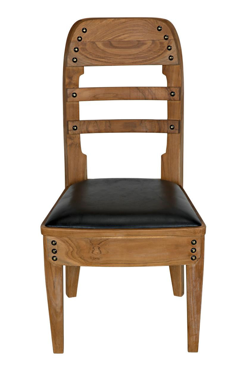 Noir Laila Dining Chair, Natural, Black Leather, 36"H (AE-172T YUU6013JWV)