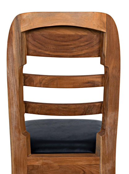 Noir Laila Dining Chair, Natural, Black Leather, 36"H (AE-172T YUU6013JWV)