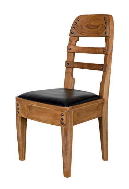 Noir Laila Dining Chair, Natural, Black Leather, 36"H (AE-172T YUU6013JWV)