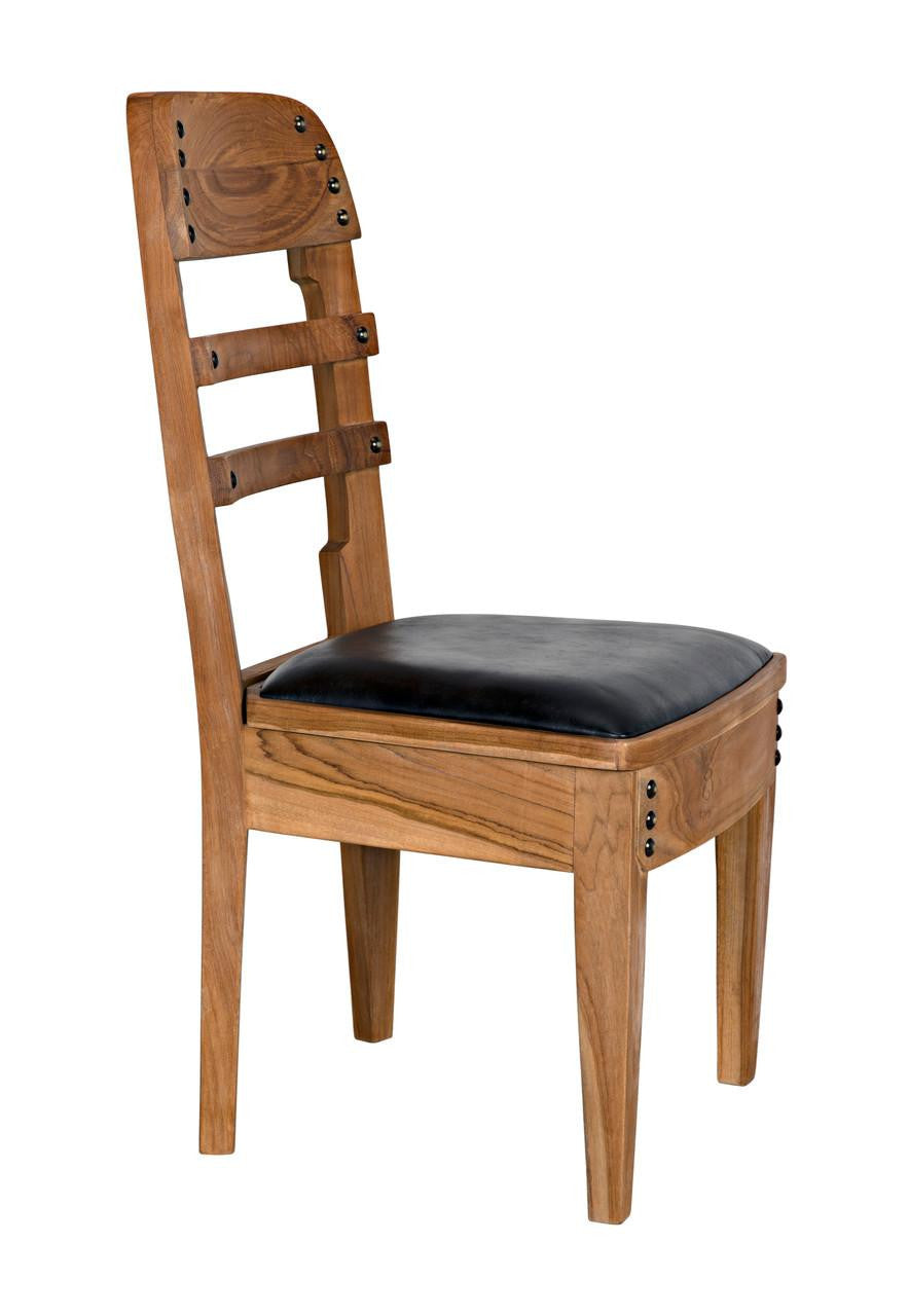 Noir Laila Dining Chair, Natural, Black Leather, 36"H (AE-172T YUU6013JWV)