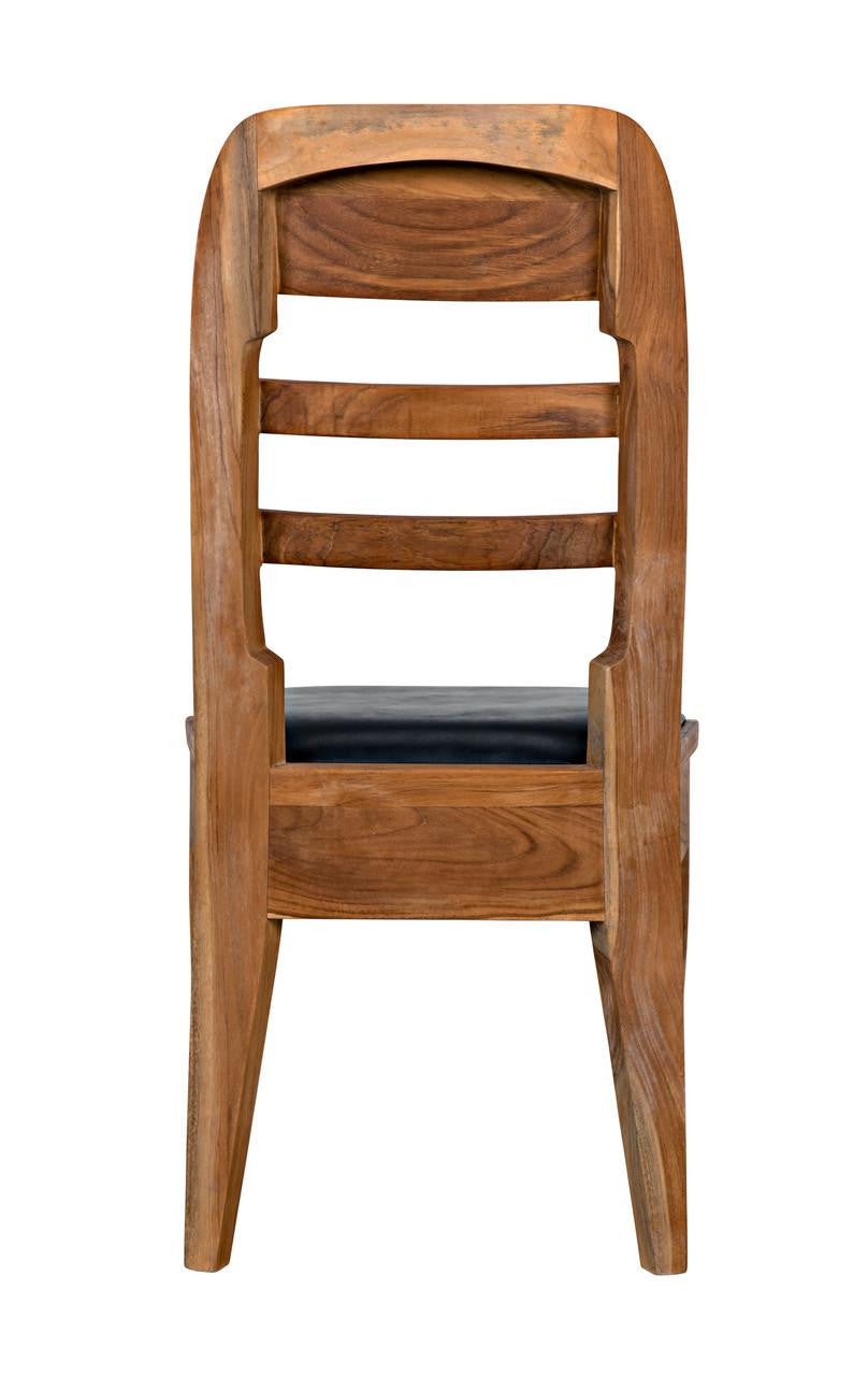Noir Laila Dining Chair, Natural, Black Leather, 36"H (AE-172T YUU6013JWV)