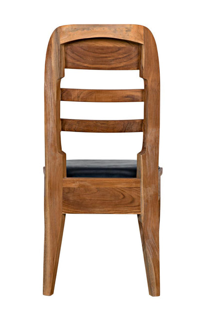 Noir Laila Dining Chair, Natural, Black Leather, 36"H (AE-172T YUU6013JWV)