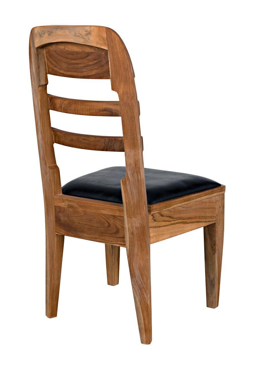 Noir Laila Dining Chair, Natural, Black Leather, 36"H (AE-172T YUU6013JWV)
