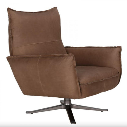 Noir Lawrenceville Swivel Chair Brown Leather