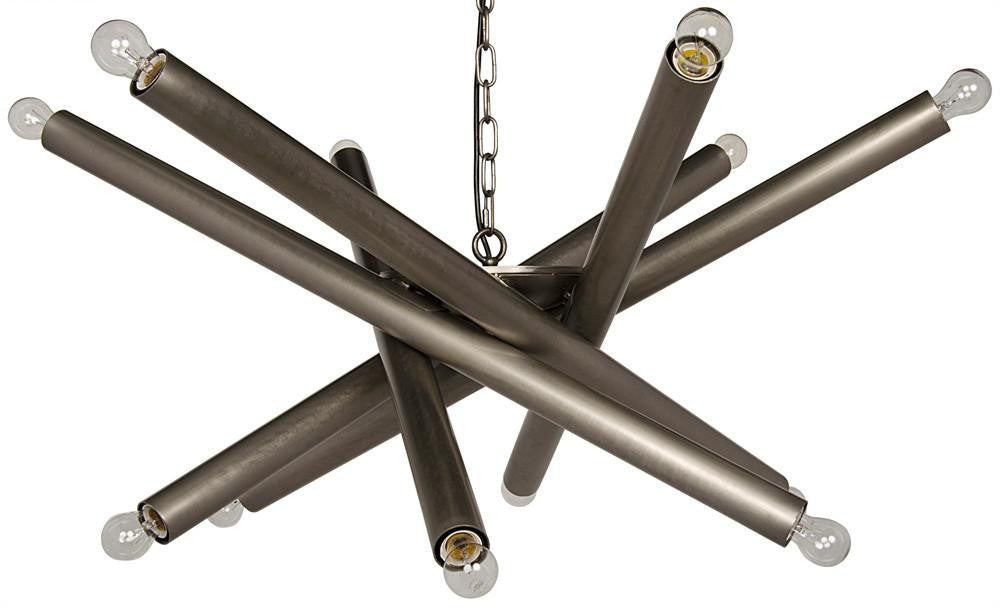 Noir Lex Chandelier, 12-Light, Antique Silver, 39"W (LAMP411ASV YUU6013GWN)