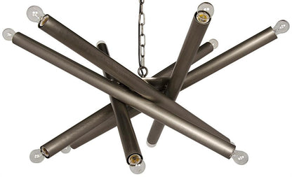 Noir Lex Chandelier, 12-Light, Antique Silver, 39"W (LAMP411ASV YUU6013GWN)