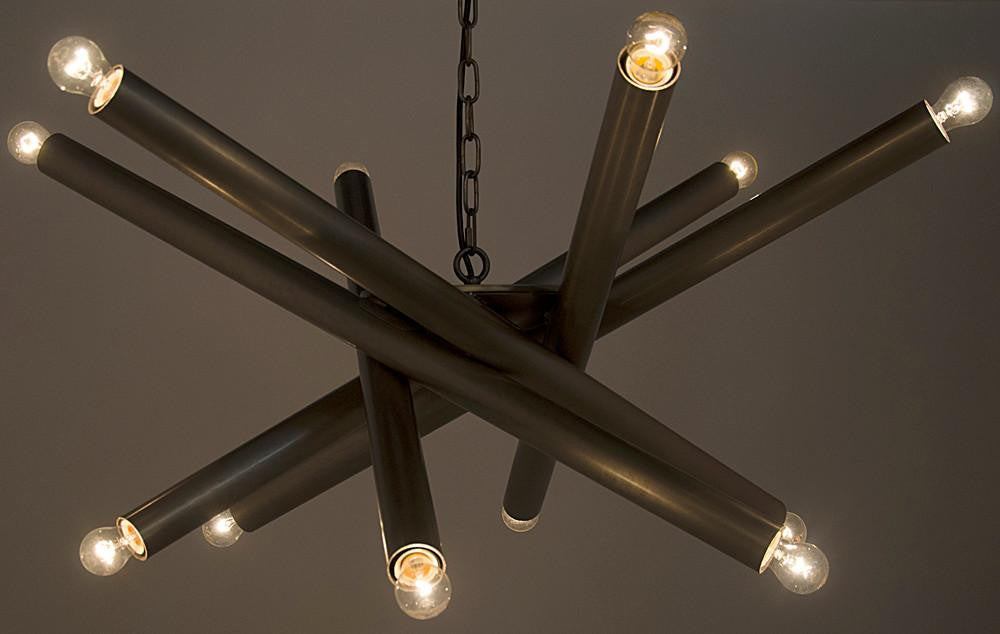 Noir Lex Chandelier, 12-Light, Antique Silver, 39"W (LAMP411ASV YUU6013GWN)