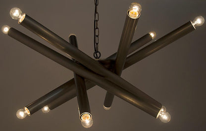 Noir Lex Chandelier, 12-Light, Antique Silver, 39"W (LAMP411ASV YUU6013GWN)