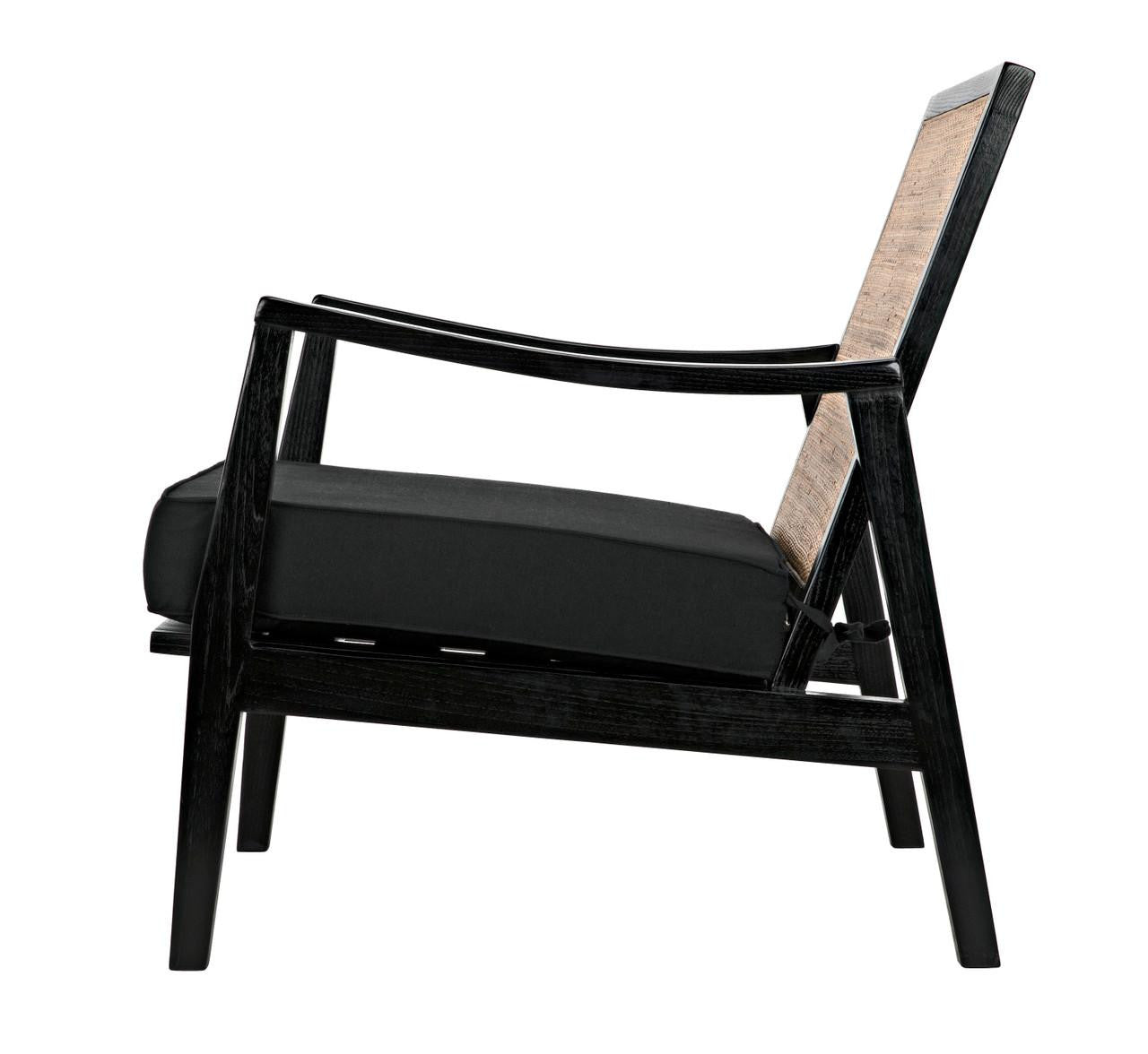 Noir Lichtenstein Chair, Charcoal Black, Black Cotton Fabric, 30.5"H (AE-215CHB YUU6013HW4)