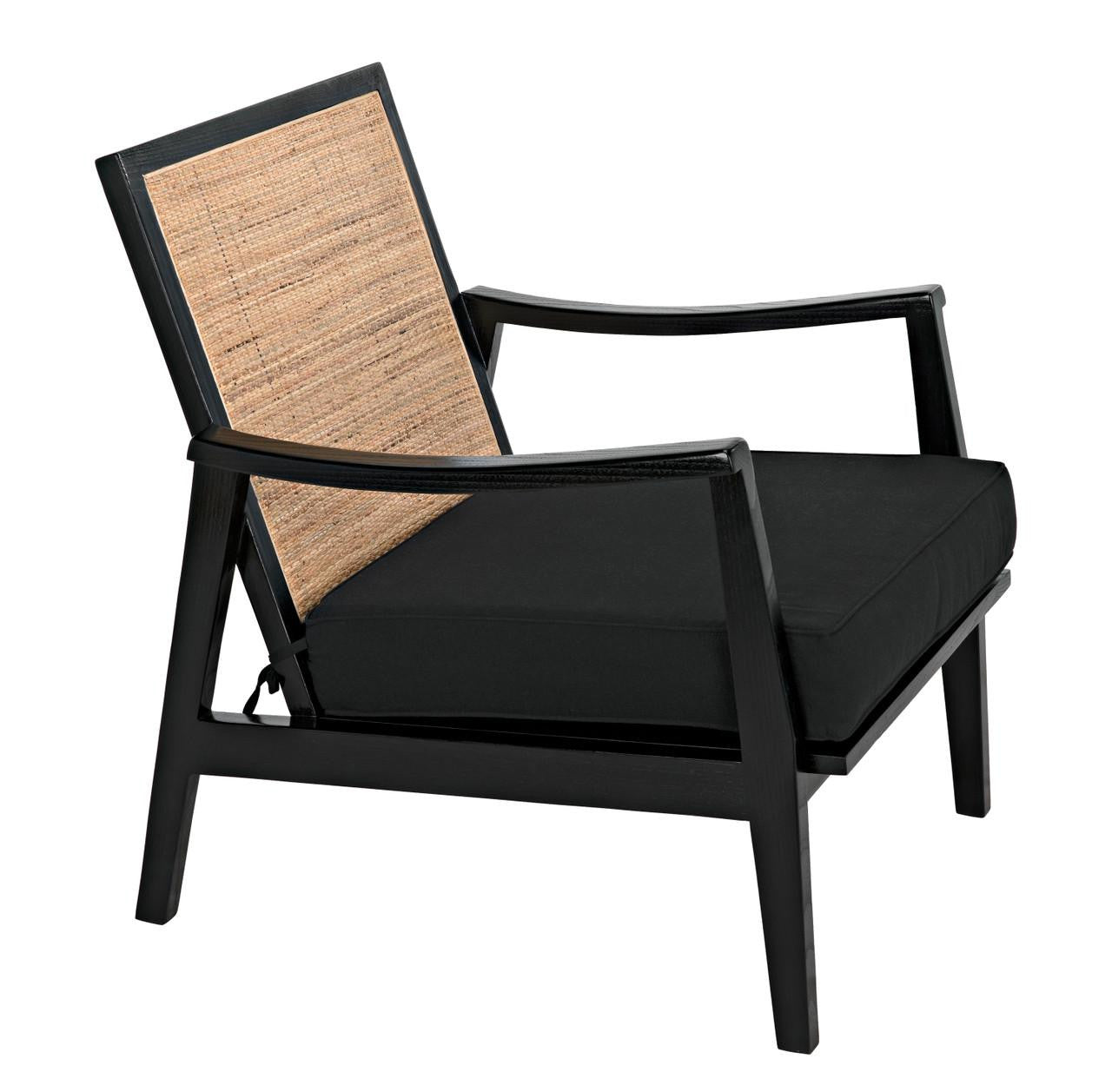 Noir Lichtenstein Chair, Charcoal Black, Black Cotton Fabric, 30.5"H (AE-215CHB YUU6013HW4)