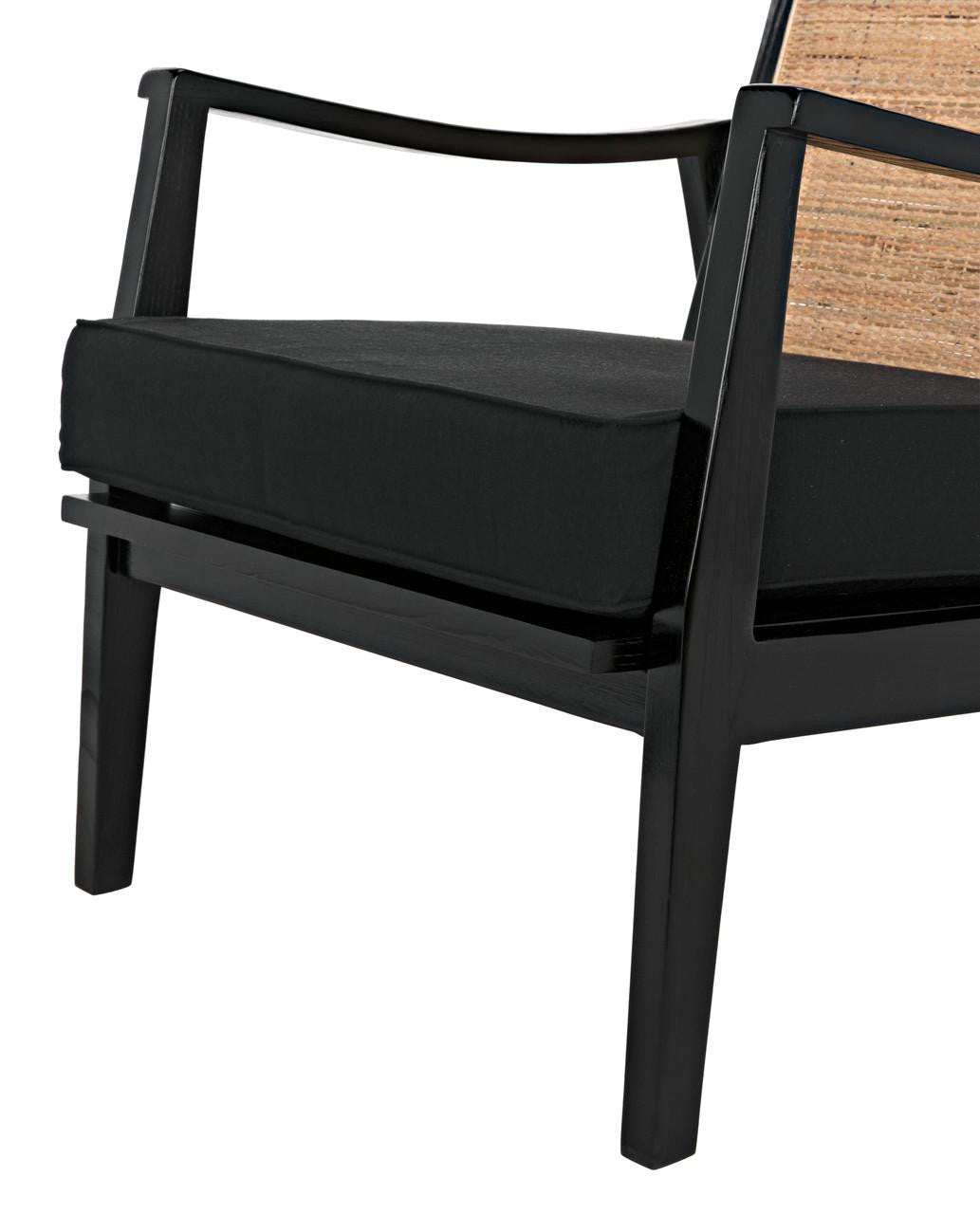 Noir Lichtenstein Chair, Charcoal Black, Black Cotton Fabric, 30.5"H (AE-215CHB YUU6013HW4)