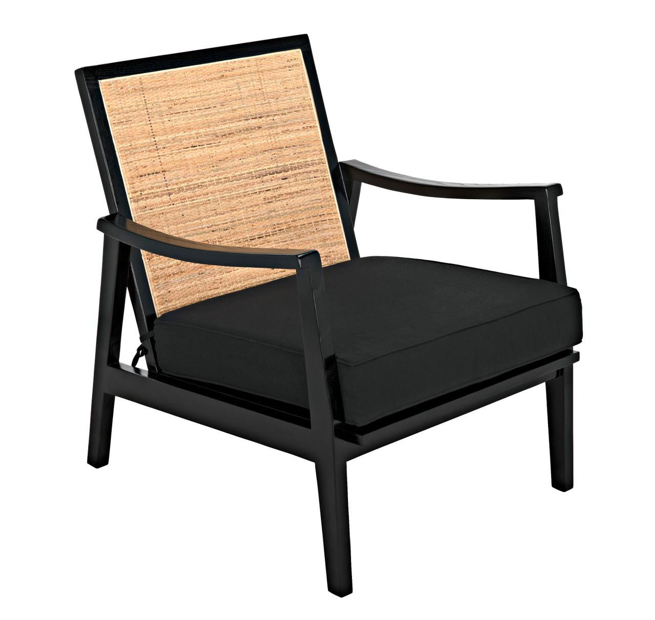Noir Lichtenstein Chair, Charcoal Black, Black Cotton Fabric, 30.5"H (AE-215CHB YUU6013HW4)