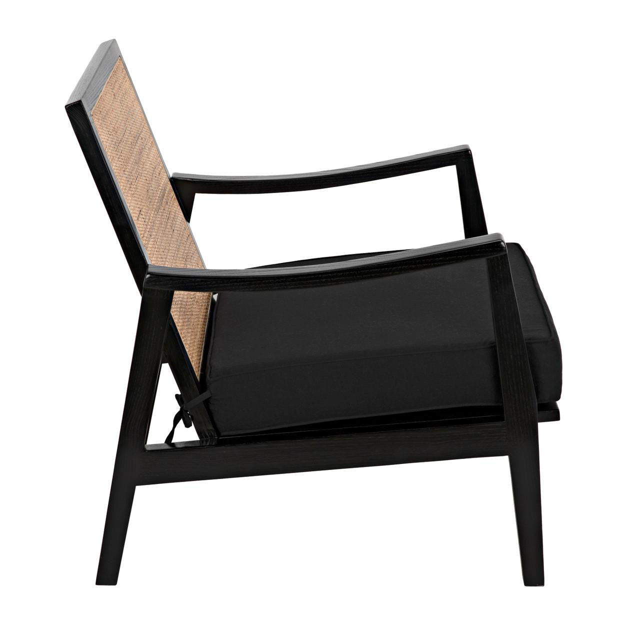 Noir Lichtenstein Chair, Charcoal Black, Black Cotton Fabric, 30.5"H (AE-215CHB YUU6013HW4)