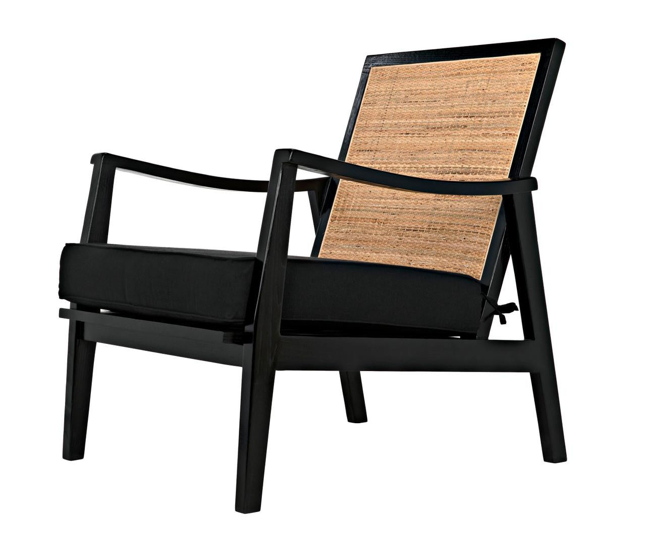 Noir Lichtenstein Chair, Charcoal Black, Black Cotton Fabric, 30.5"H (AE-215CHB YUU6013HW4)