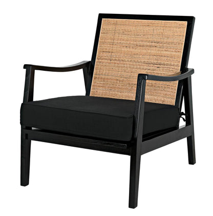 Noir Lichtenstein Chair, Charcoal Black, Black Cotton Fabric, 30.5"H (AE-215CHB YUU6013HW4)
