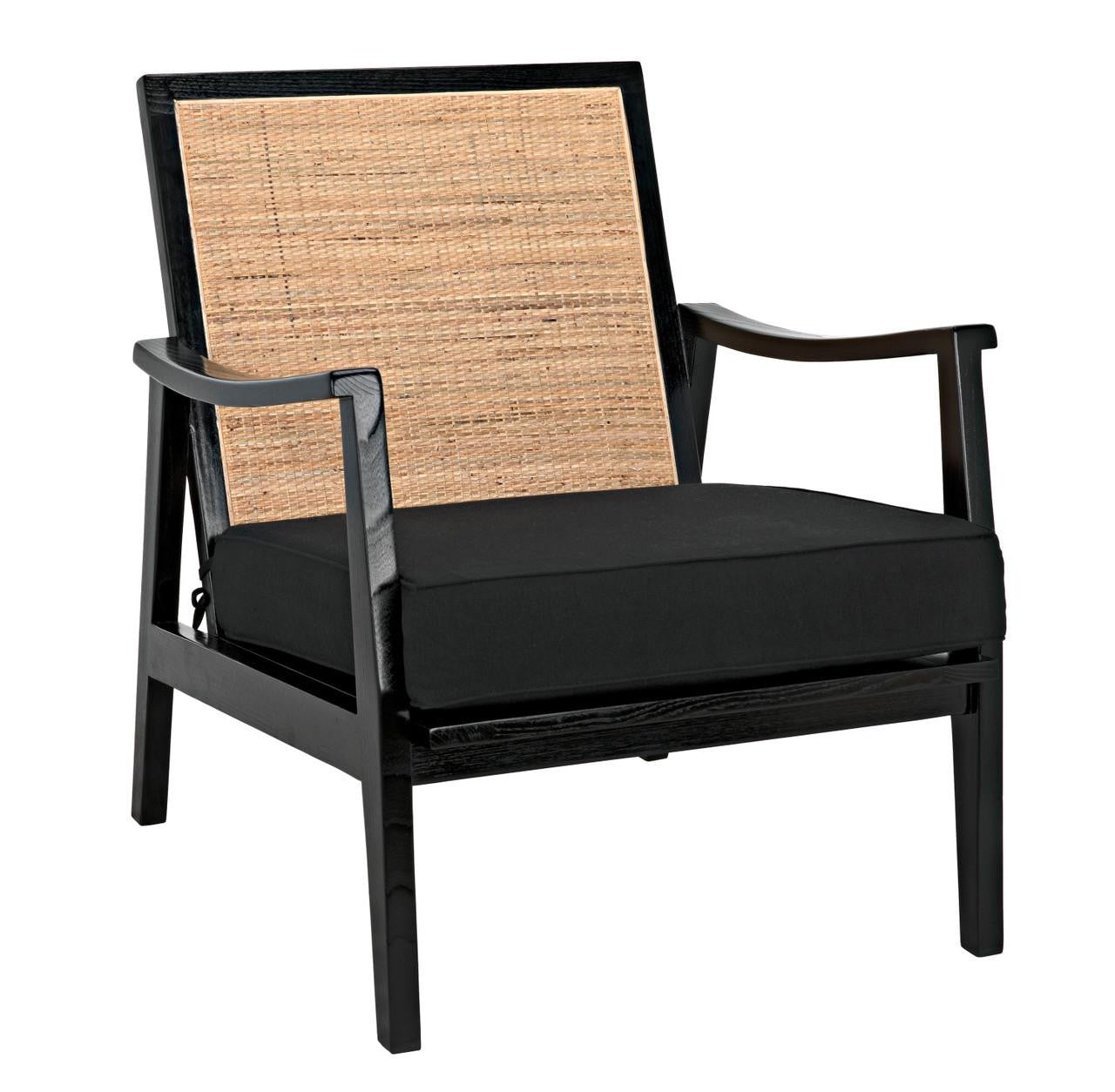 Noir Lichtenstein Chair, Charcoal Black, Black Cotton Fabric, 30.5"H (AE-215CHB YUU6013HW4)