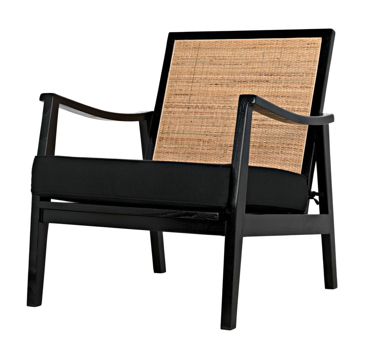 Noir Lichtenstein Chair, Charcoal Black, Black Cotton Fabric, 30.5"H (AE-215CHB YUU6013HW4)