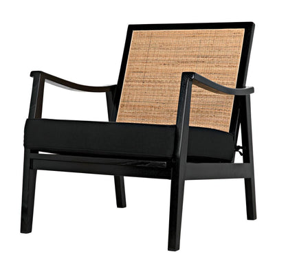 Noir Lichtenstein Chair, Charcoal Black, Black Cotton Fabric, 30.5"H (AE-215CHB YUU6013HW4)