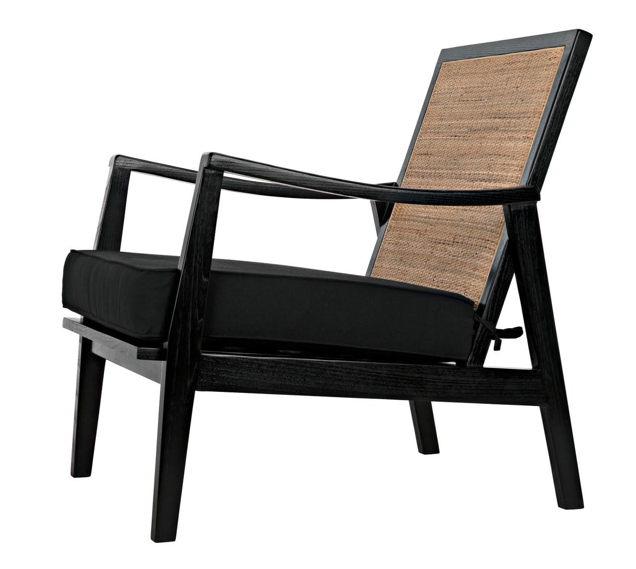 Noir Lichtenstein Chair, Charcoal Black, Black Cotton Fabric, 30.5"H (AE-215CHB YUU6013HW4)