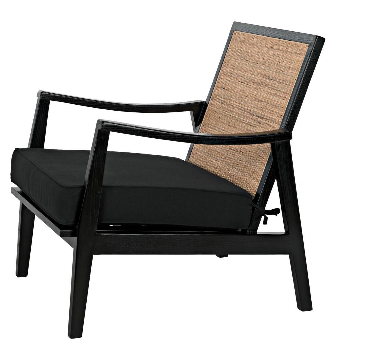 Noir Lichtenstein Chair, Charcoal Black, Black Cotton Fabric, 30.5"H (AE-215CHB YUU6013HW4)