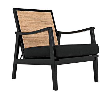 Noir Lichtenstein Chair, Charcoal Black, Black Cotton Fabric, 30.5"H (AE-215CHB YUU6013HW4)