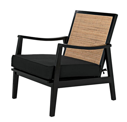 Noir Lichtenstein Chair, Charcoal Black, Black Cotton Fabric, 30.5"H (AE-215CHB YUU6013HW4)