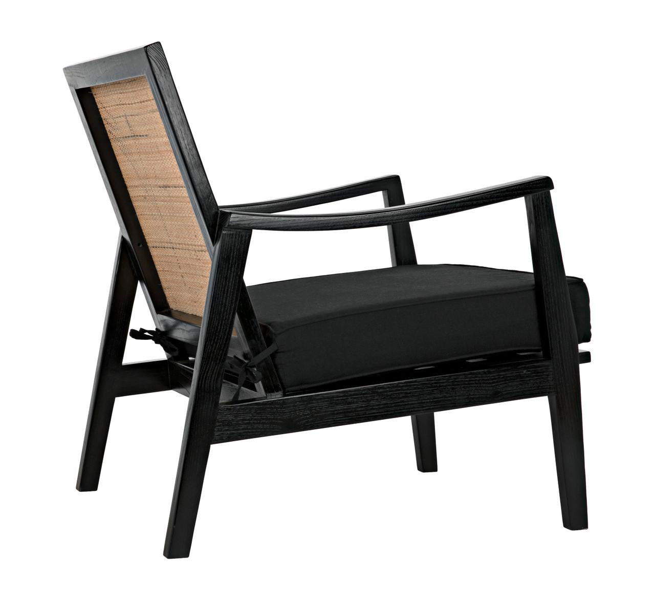 Noir Lichtenstein Chair, Charcoal Black, Black Cotton Fabric, 30.5"H (AE-215CHB YUU6013HW4)