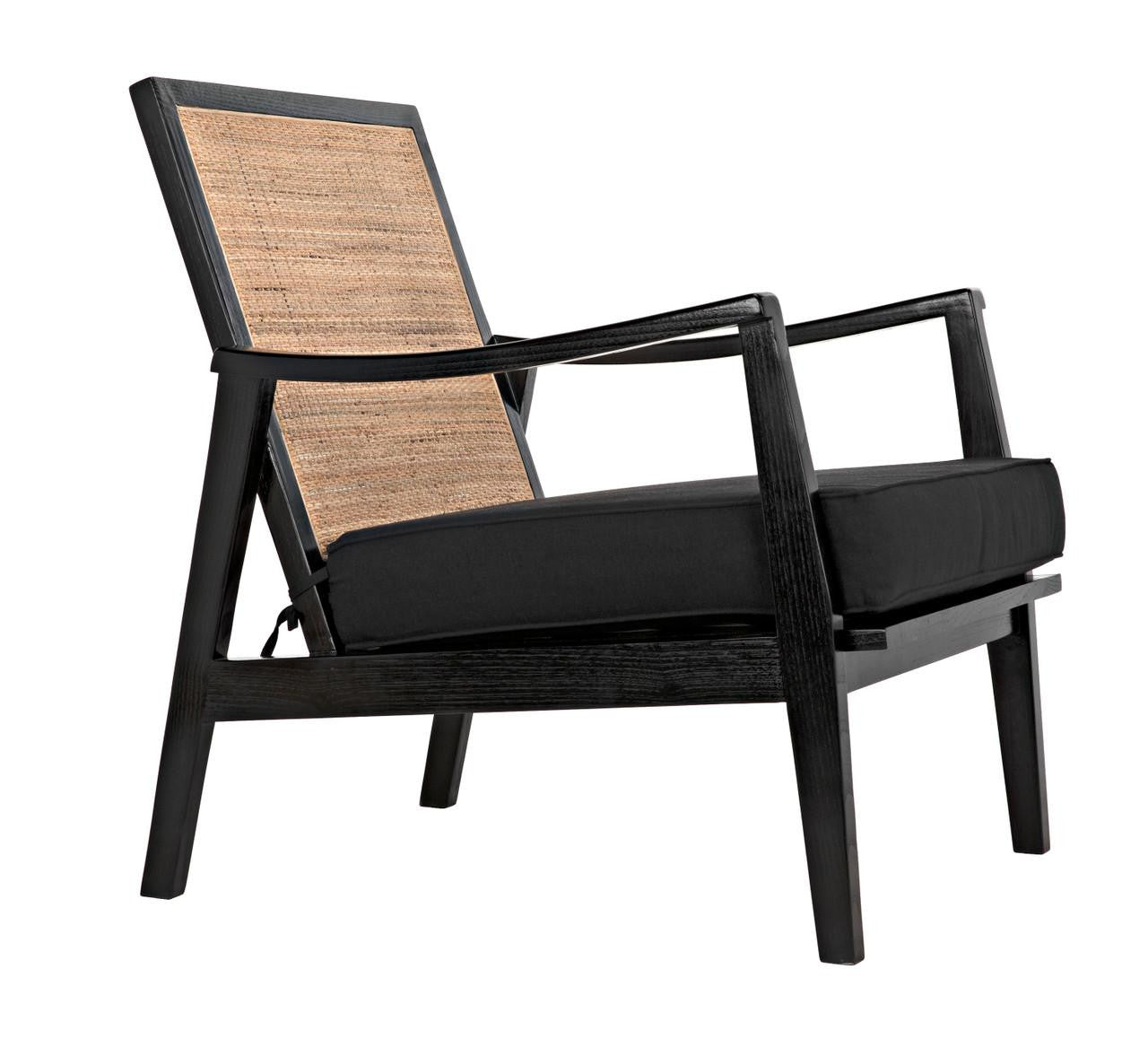 Noir Lichtenstein Chair, Charcoal Black, Black Cotton Fabric, 30.5"H (AE-215CHB YUU6013HW4)
