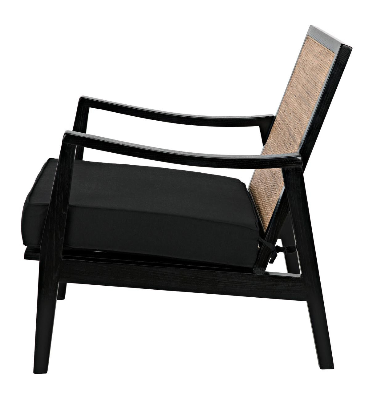 Noir Lichtenstein Chair, Charcoal Black, Black Cotton Fabric, 30.5"H (AE-215CHB YUU6013HW4)