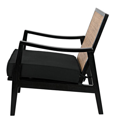 Noir Lichtenstein Chair, Charcoal Black, Black Cotton Fabric, 30.5"H (AE-215CHB YUU6013HW4)