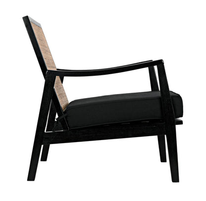 Noir Lichtenstein Chair, Charcoal Black, Black Cotton Fabric, 30.5"H (AE-215CHB YUU6013HW4)