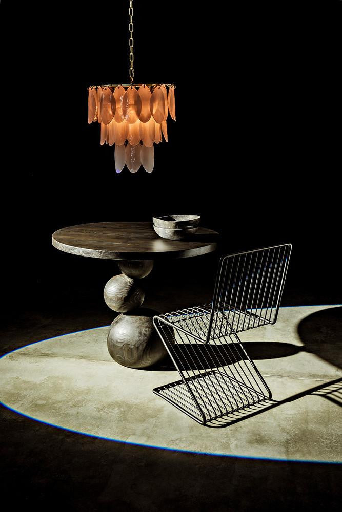 Noir Lotus Chandelier, 4-Light, Antique Brass, Milk Glass, 20"W (LAMP650MB YUU6013GWV)