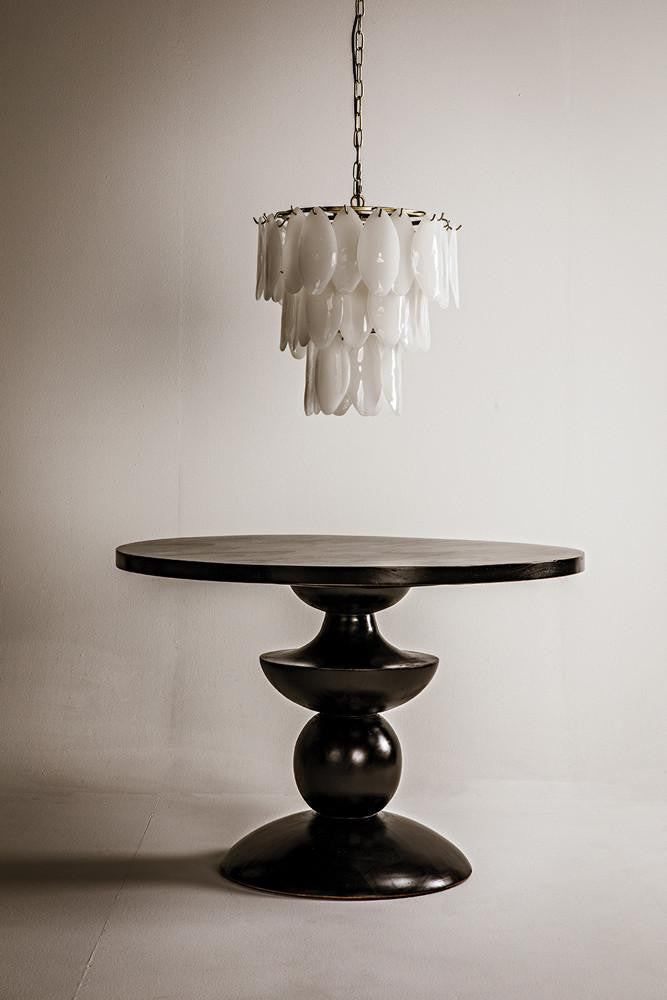 Noir Lotus Chandelier, 4-Light, Antique Brass, Milk Glass, 20"W (LAMP650MB YUU6013GWV)
