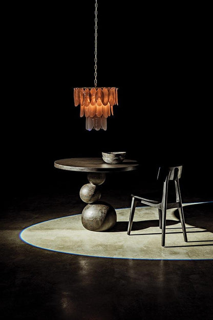 Noir Lotus Chandelier, 4-Light, Antique Brass, Milk Glass, 20"W (LAMP650MB YUU6013GWV)