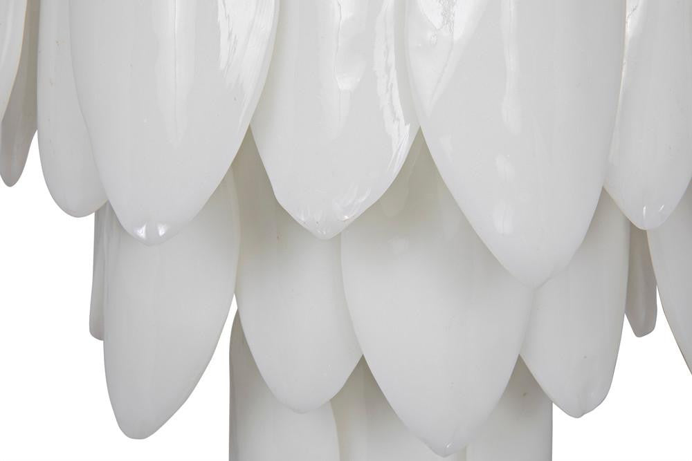 Noir Lotus Chandelier, 4-Light, Antique Brass, Milk Glass, 20"W (LAMP650MB YUU6013GWV)