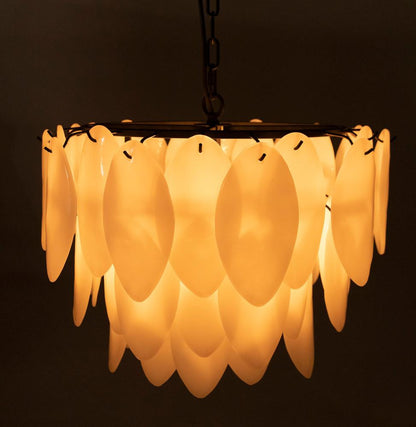Noir Lotus Chandelier, 4-Light, Matte Black, Milk Glass, 23"W (LAMP781MTB YUU6013GWY)