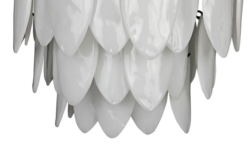 Noir Lotus Chandelier, 4-Light, Matte Black, Milk Glass, 23"W (LAMP781MTB YUU6013GWY)