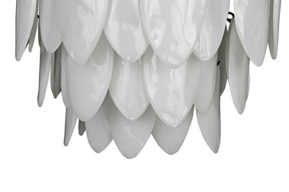 Noir Lotus Chandelier, 4-Light, Matte Black, Milk Glass, 23"W (LAMP781MTB YUU6013GWY)