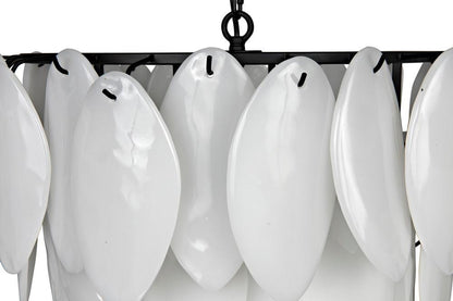 Noir Lotus Chandelier, 4-Light, Matte Black, Milk Glass, 27"W (LAMP780MTB YUU6013GWX)