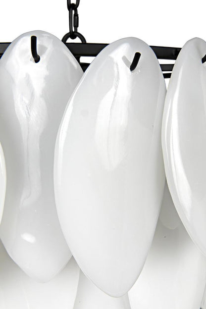 Noir Lotus Chandelier, 4-Light, Matte Black, Milk Glass, 27"W (LAMP780MTB YUU6013GWX)