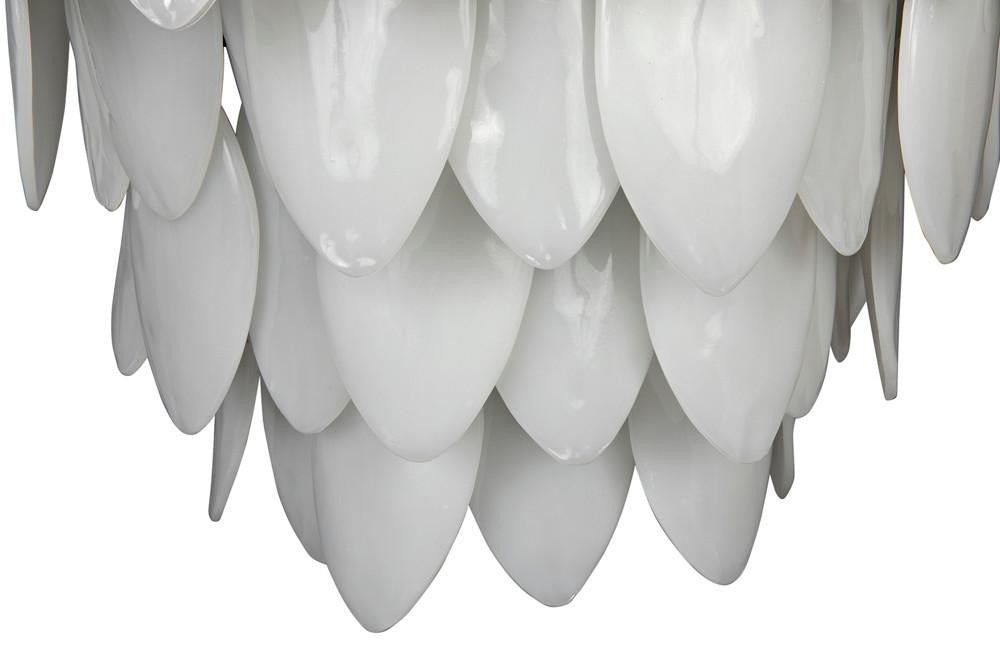 Noir Lotus Chandelier, 4-Light, Matte Black, Milk Glass, 27"W (LAMP780MTB YUU6013GWX)