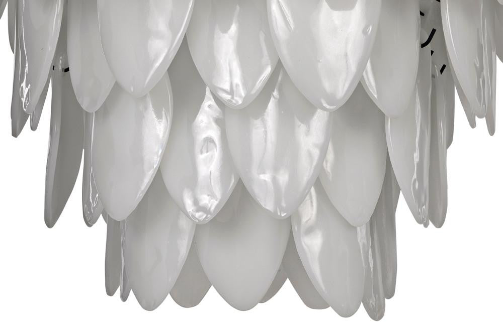 Noir Lotus Chandelier, 8-Light, Matte Black, Milk Glass, 33"W (LAMP782MTB YUU6013GWW)