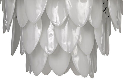 Noir Lotus Chandelier, 8-Light, Matte Black, Milk Glass, 33"W (LAMP782MTB YUU6013GWW)