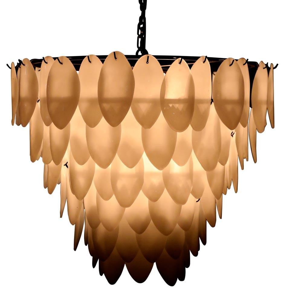 Noir Lotus Chandelier, 8-Light, Matte Black, Milk Glass, 33"W (LAMP782MTB YUU6013GWW)