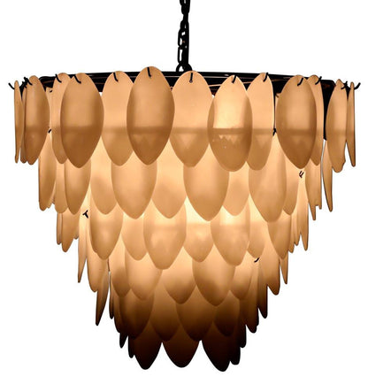 Noir Lotus Chandelier, 8-Light, Matte Black, Milk Glass, 33"W (LAMP782MTB YUU6013GWW)