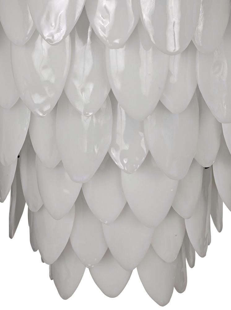 Noir Lotus Chandelier, 8-Light, Matte Black, Milk Glass, 33"W (LAMP782MTB YUU6013GWW)