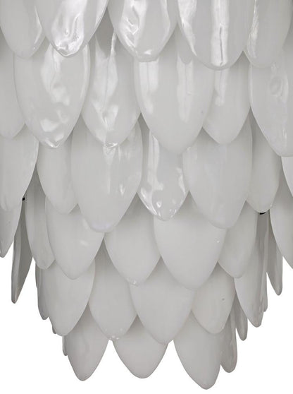Noir Lotus Chandelier, 8-Light, Matte Black, Milk Glass, 33"W (LAMP782MTB YUU6013GWW)