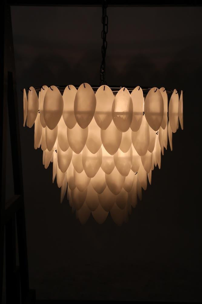 Noir Lotus Chandelier, 8-Light, Matte Black, Milk Glass, 33"W (LAMP782MTB YUU6013GWW)