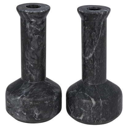 Noir Milos Decorative Candle Holder, Set of 2, Black  Natural